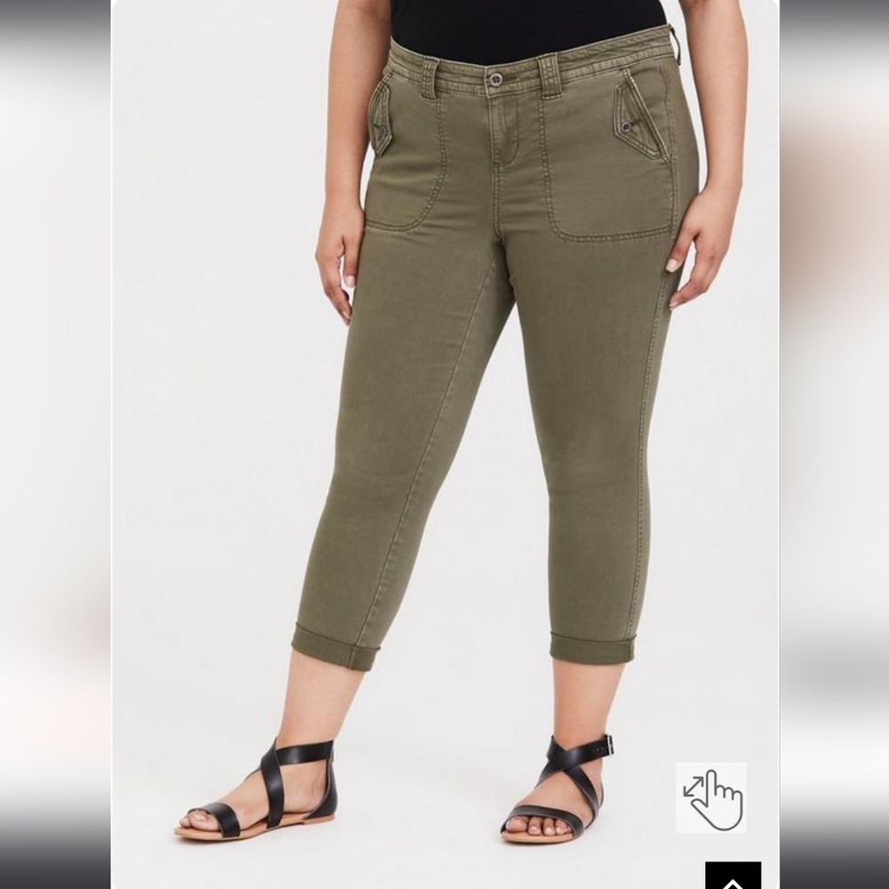 Crop Twill Military Pant - Olive Green
